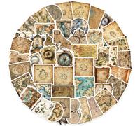 Vintage Map Scrapbook Stickers 50PCS Retro Travel World Map Vinyl Sticker Pack for Junk Journal Collage Laptop and Luggage Decoration, Explorer Theme Set