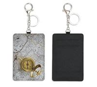 Vintage Map Ski Pass Card Holder with Keychain Bus Pass Holder for Women Men with 2 Card Slots Slim Wallet for Nurse Teacher Student Meal Bank Credit Cards Daily Use Delivery Driver Accessories