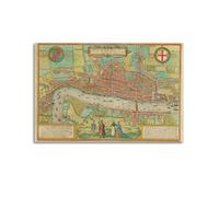 Vintage Map The First Available Printed Map of London Poster Wall Art Print Retro Aesthetic Room Decor Painting Canvas Home And Office Decorations 24x36inch(60x90cm) Unframe-style