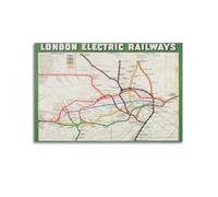 Vintage Map The First Leaflet Map of The 'London Underground' Poster Wall Art Print Retro Aesthetic Room Decor Painting Canvas Home And Office Decorations 08x12inch(20x30cm) Unframe-style