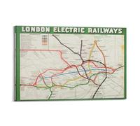 Vintage Map The First Leaflet Map of The 'London Underground' Poster Wall Art Print Retro Aesthetic Room Decor Painting Canvas Home And Office Decorations 24x36inch(60x90cm) Frame-style