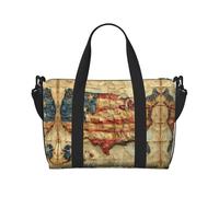 Vintage maps of the United States Duffel Bags for Traveling - Lightweight Personal Item Travel Bags for Women, Gym Bags for Men, Black, One Size