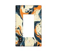 Vintage Marble Decorative Switch Cover Plate 1 Gang Single Rocker, Aesthetic Retro 70S Electrical Faceplate for Bedroom Bathroom Decor, Contemporary Modern Standard Size Switchplate