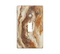 Vintage Marble Decorative Switch Cover Plate 1 Gang Single Toggle, Orange Retro Modern Electrical Faceplate for Bedroom Bathroom Decor, Contemporary Cool Standard Size Switchplate
