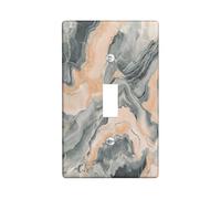 Vintage Marble Switch Cover Wall Plate 1 Gang Single Toggle, Aesthetic Retro Modern Electrical Faceplate for Bedroom Bathroom Decor, Contemporary Cool Standard Size Switchplate