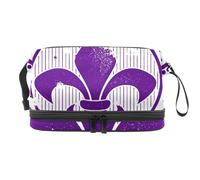 Vintage Mardi Gras Celebration Stamp Double Layer Cosmetic Bag for Women and Girls, Travel Toiletry Bag Makeup Handy Pouch Organiser Bag with Brush Compartment