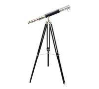 Vintage Marine Brass Telescope Single Barrel - 25 X Antique Wooden Adjustable Tripod Floor Standing Telescope with Black Leather Chrome Finish Home & Office Decor