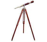 Vintage Marine Standard High Magnification Tube Handmade Antique Wooden Tripod Telescope Single Barrel Chrome Finish Spyglass Nautical Decorative