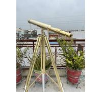 Vintage Maritime Anchor Master Telescope Brass Adjustable Tripod Royal Educational Telescopes Double Barrel Brown Leather Nautical Home Decor & Office (Polish Brass Telescope) (7)