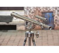 Vintage Maritime Anchor Master Telescope Brass Adjustable Wooden Tripod Royal Educational Telescopes Double Barrel Brown Leather Nautical Home Decor & Office (Antique Telscope)