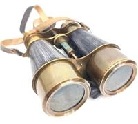 Vintage Maritime Binoculars, 6 Inch Brass Finish, Antique Brown Nautical Collectible