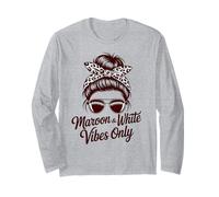 Vintage Maroon White Vibes ONLY Field Day Run Fun Summer Long Sleeve T-Shirt