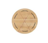 Vintage Marque H0085 Round Wooden Board with Six Sections, 32cm-Rustic Serving Platter for Pizza, Snacks, and Appetizers, Wood, Brown