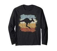 Vintage Marsupial Retro Jumping Kangaroo Silhouette Long Sleeve T-Shirt