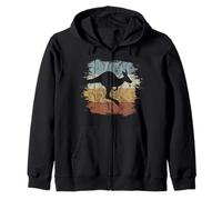 Vintage Marsupial Retro Jumping Kangaroo Silhouette Zip Hoodie
