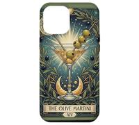 Vintage Martini Cocktail Olives Toothpick Moon On Green Case for iPhone 12 Pro Max