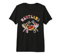Vintage Maryland, Maryland State Flag Classy Blue Crab Tee Premium T-Shirt