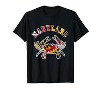 Vintage Maryland, Maryland State Flag Classy Blue Crab Tee Value Graphic T-Shirt, Men, Black, S