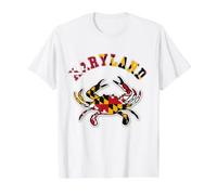 Vintage Maryland, Maryland State Flag Classy Blue Crab Tee Value Graphic T-Shirt, Men, White, M