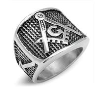 Vintage Masonic Stainless Steel Men's Ring Mysterious Symbol Jewelry Unique Gift for Him
