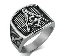 Vintage Masonic Stainless Steel Men's Ring Mysterious Symbol Jewelry Unique Gift for Him