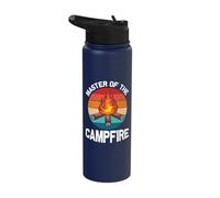 Vintage Master of The Campfire Tent Camper Camping Camp Stainless Steel Insulated Water Bottle