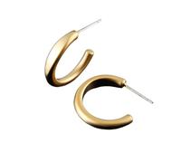 Vintage Matte Gold Plain Hoop Earring Set, Round No-pierce Coil Clip-on Design, Suitable for Cartilage Eyebrow and Lip Piercing Unisex(Gold set,For pierced)