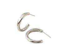 Vintage Matte Gold Plain Hoop Earring Set, Round No-pierce Coil Clip-on Design, Suitable for Cartilage Eyebrow and Lip Piercing Unisex(Silver Set,For pierced)