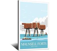 Vintage Maunsell Forts Whitstable Kent Travel Poster Decorative Posters Modern Bedroom Canvas Art Poster Picture Painting Posters Wall Decor Art Gift