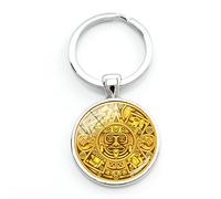 vintage Mayan Calendar keychain antique sun Astronomy Archaeology Aztec Calendar men key chain ring holder