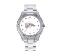 Vintage Mechanic U.S. Flag Business Watches for Men Stainless Steel Strap Watch Casual Wrists Accessories Boyfriend Father Gift