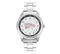 Vintage Mechanic U.S. Flag Business Watches for Men Stainless Steel Strap Watch Wrists Boyfriend Father Gift