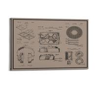 Vintage Mechanical Blueprint Poster Industrial Design Black Gold Music Era 1943-1970 Poster Decorative Painting Canvas Wall Posters And Art Picture Print Modern Family Bedroom Decor Posters 08x12inch