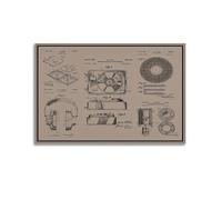 Vintage Mechanical Blueprint Poster Industrial Design Black Gold Music Era 1943-1970 Poster Decorative Painting Canvas Wall Posters And Art Picture Print Modern Family Bedroom Decor Posters 20x30inch
