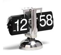 Vintage Mechanical Flip Desk Clock - Retro 12-Hour AM/PM, Easy-to-Read, Battery Operated, Perfect for Living Rooms, Offices & Study Areas