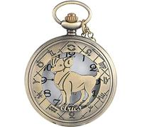 Vintage Mechanical Pocket Watch 12 Constellations Theme Series Quartz Pocket Watch Modern Men Watches Clock Chain Birthday Gift (Aries)