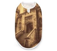 Vintage Medieval Castle Dog Shirt for Small Medium, Breathable Pet Vest Sleeveless Dog Cat T-Shirt, Soft Stretchy Fabric & UV Protection, All-Season Pet Clothes for Walking