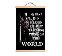 Vintage Medieval Crusader Warrior Solid Wall Hanging Banner - Wood Scroll Painting Wall Art Decoration Wallpaper - Knights Templar Poster Wall Chart 7 (40X60 CM)