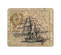 Vintage Medieval Dark Academia Pirate Ship Antique Wor-Ld Map Mousemat With Stitched Edges Mouse Mat Portable Desk Mat For Pc Office Computer 25X30Cm