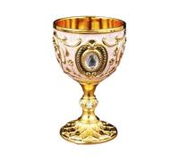 Vintage Medieval Goblet Drinking Glass Handmade Novelty Engraving Wine Cup Desktop Decoration Dining Room Set for 8 with Round Table (A, One Size)