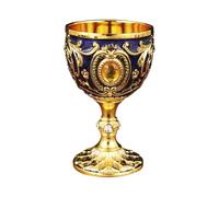 Vintage Medieval Goblet Drinking Glass Handmade Novelty Engraving Wine Cup Desktop Decoration Dining Room Set for 8 with Round Table (C, One Size)