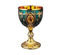 Vintage Medieval Goblet Drinking Glass Handmade Novelty Engraving Wine Cup Desktop Decoration Dining Room Set for 8 with Round Table (F, One Size)