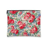 Vintage Medieval Romantic Roses Cosmetic Bag for Women Cosmetic Bag Portable Canvas Organizer Zipper Bag Spring Festival Gift Toiletry Bag, Red, 7x9 Inch, Roses