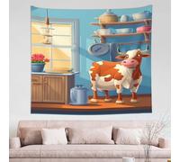 Vintage Meditation Mat Cow In The Kitchen Rustic Yoga Meditation Mat for Living Room,Yoga Studio,Garden,Party Planners,Wedding M