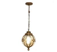 Vintage Mediterranean Pendant Light Aluminium Waterproof Glass Globe Hanging Lamp Outdoor Rainproof Exterior Ceiling Chandelier for Continental Villa Pavilion Grape Courtyard (Color : Brown, Si