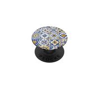 Vintage Mediterranean Yellow Blue Tile Mosaic Patchwork PopSockets Adhesive PopGrip