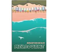 Vintage Melbourne Brighton Beach Travel Poster Art Print Retro Wall Art Canvas Poster Room Decor Home Decor Unframed 60x90cm