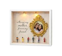 Vintage Memory Frame Photo Display Luminous Box with Memory Function Wooden Museum Frame Elegant Gift with Holiday Design Bedroom Living Room Office 17 x 17 cm/6.65 x 6.65 x