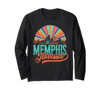 Vintage Memphis Tennessee Colorful Skyline Retro Design Long Sleeve T-Shirt