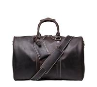 Vintage Men's Genuine Leather Business Trip Travel Bag Top Layer Cowhide Large Capacity One Shoulder Crossbody Duffle Bag(Dark Brown)